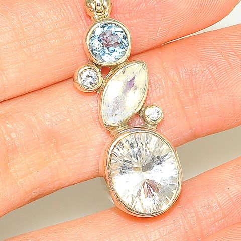 Sterling Silver Quartz and Topaz Pendant