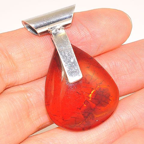 Sterling Silver Baltic Honey Amber Drop Pendant