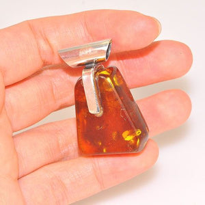 Sterling Silver Baltic Honey Amber Pendant