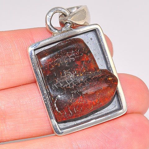 Sterling Silver Baltic Honey Amber Frame Pendant