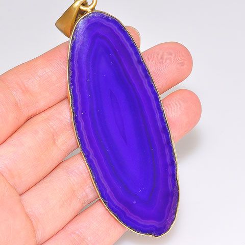 Charles Albert Matte-Finish Alchemia Purple Agate Slice Pendant