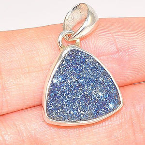 Sterling Silver Titanium Druzy Triangle Pendant