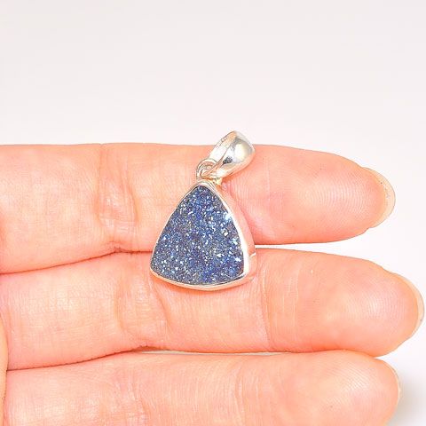 Sterling Silver Titanium Druzy Triangle Pendant