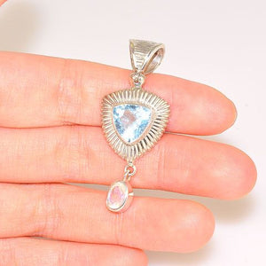 Sterling Silver Blue Topaz and Moonstone Pendant