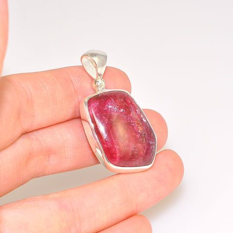 Sterling Silver 32.1-Carat Rhodonite Pendant