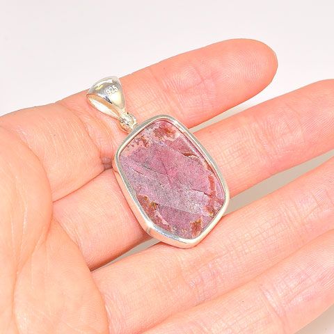 Sterling Silver 32.1-Carat Rhodonite Pendant