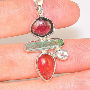 Sterling Silver Tourmaline and White Topaz Pendant
