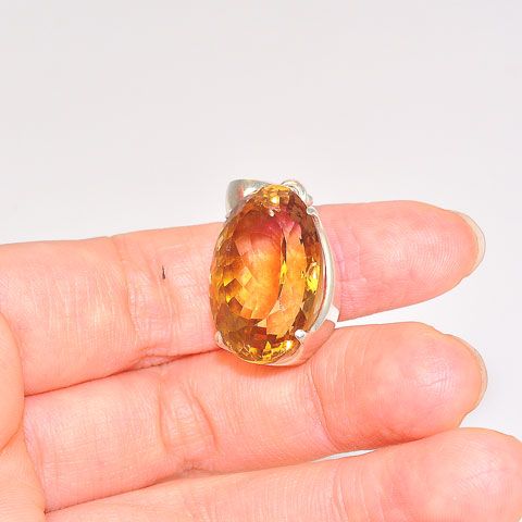 Sterling Silver 18-Carat Citrine Oval Pendant