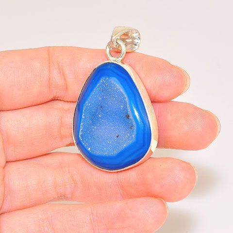 Charles Albert Sterling Silver Blue Druzy Pendant