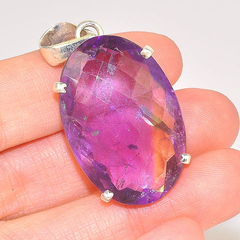 Sterling Silver 35.5 Carat Ametrine Oval Faceted Pendant
