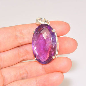 Sterling Silver 35.5 Carat Ametrine Oval Faceted Pendant