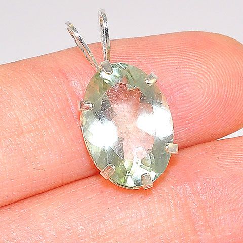 Sterling Silver Green Amethyst Pendant