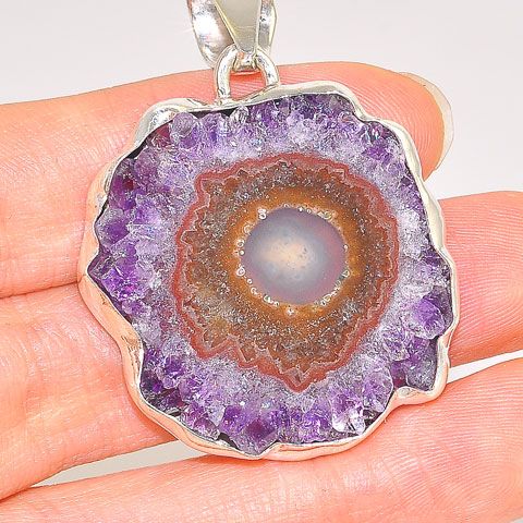 Sterling Silver Amethyst Crystal Cluster Pendant