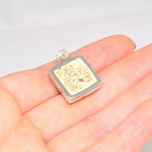 Sterling Silver Titanium Druzy Square Pendant