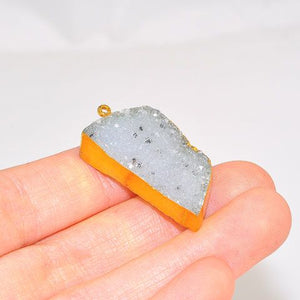 24K Gold Plated Over Sterling Silver White Druzy Pendant