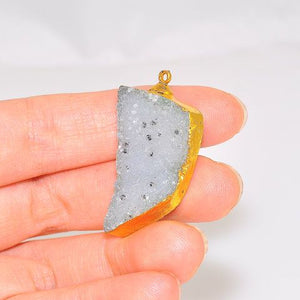 24K Gold Plated Over Sterling Silver White Druzy Pendant