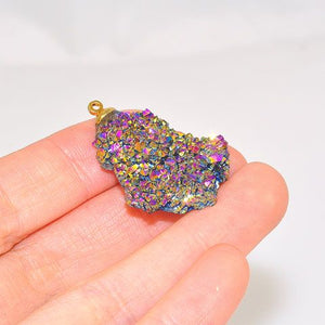 24K Gold Plated Over Sterling Silver Titanium Druzy Pendant