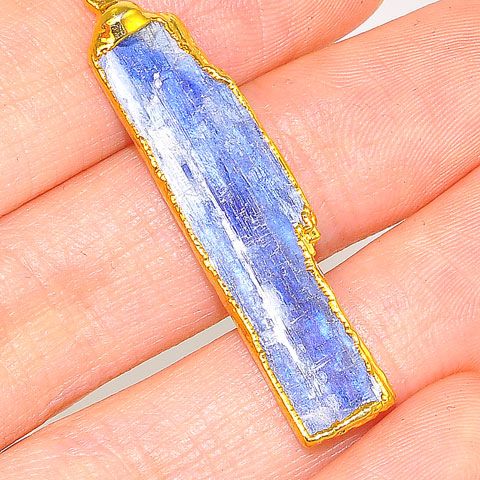 24K Gold Plated Over Sterling Silver Small Kyanite Pendant
