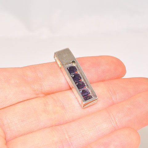 Sterling Silver Stacked Iolite Bar Pendant