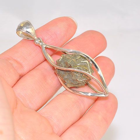 Sterling Silver Pyrite Cage Pendant