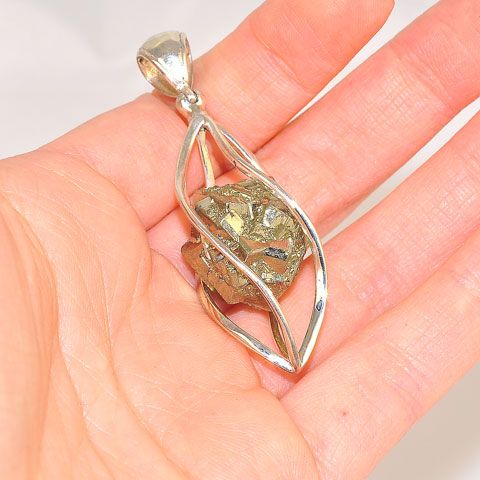 Sterling Silver Pyrite Cage Pendant
