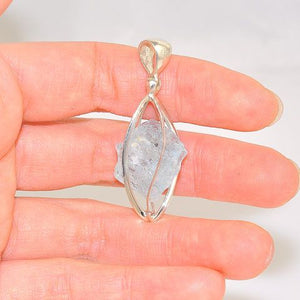 Sterling Silver 19.3-Carats Rough Aquamarine Cage Pendant