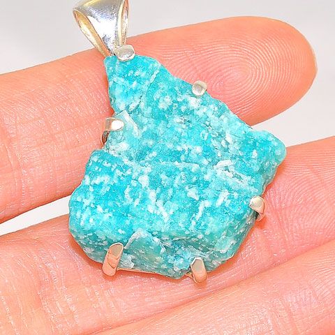 Sterling Silver 37.5-Carats Rough Amazonite Pendant