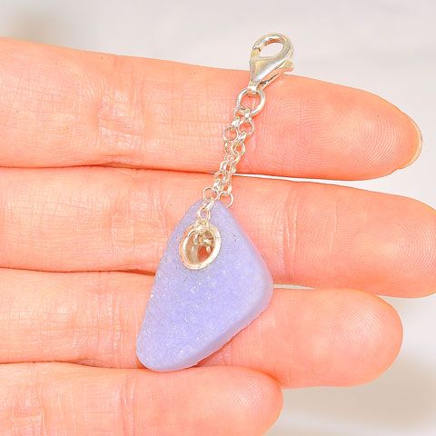 Sterling Silver Chalcedony Druzy Chain and  Lobster Clasp Pendant