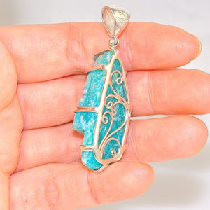 Sterling Silver 49.1-Carats Rough Amazonite Pendant
