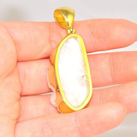 18K Gold Plated Over Brass Agate Geode Pendant