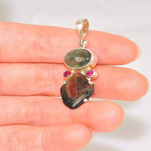 Sterling Silver Pink, Green and Watermelon Tourmaline Pendant