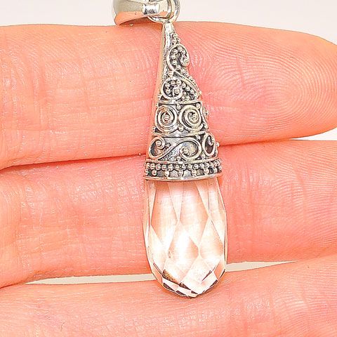 Sterling Silver Clear Quartz Teardrop Pendant