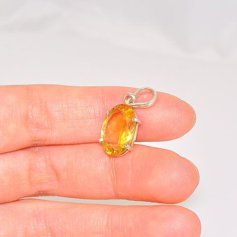 Sterling Silver Citrine Oval Pendant