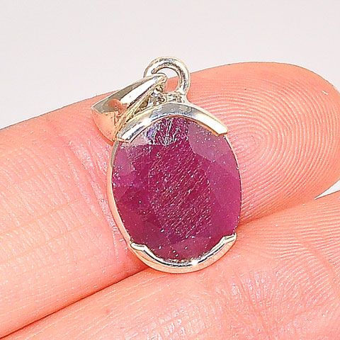 Sterling Silver Ruby Oval Pendant