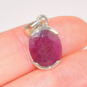 Sterling Silver Ruby Oval Pendant