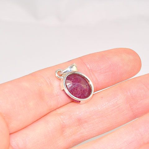 Sterling Silver Ruby Oval Pendant