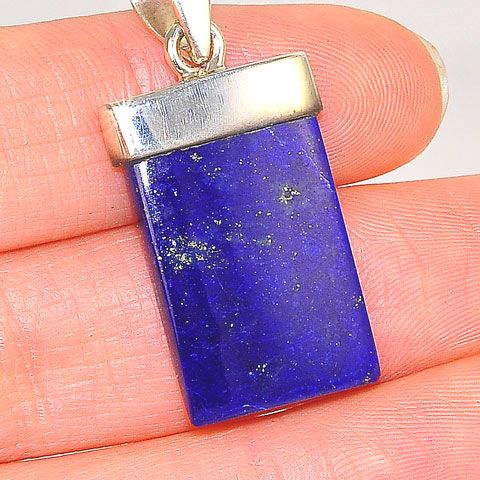 Sterling Silver Lapis Lazuli Rectangle Pendant