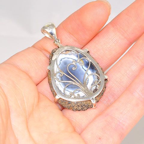 Sterling Silver Blue Agate Pendant
