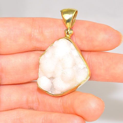 18K Gold Plated Over Brass Agate Geode Pendant