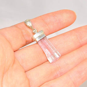 Sterling Silver 11.2-Carats Pink Tourmaline Crystal Pendant