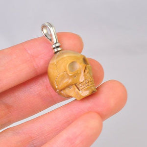 Sterling Silver Fossil Mammoth Ivory Skull Pendant