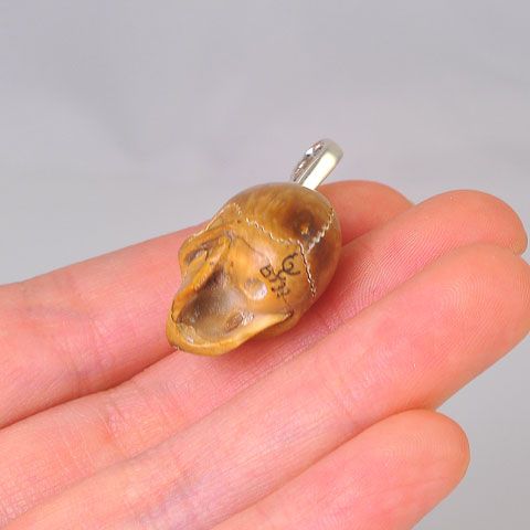 Sterling Silver Fossil Mammoth Ivory Skull Pendant