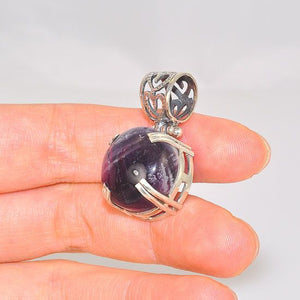 Sterling Silver Large Amethyst Bead with Heart Bale Pendant