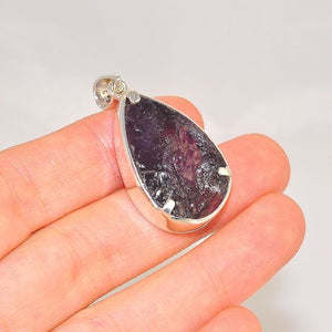 Sterling Silver Rough Amethyst Oval Pendant