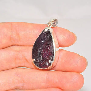 Sterling Silver Rough Amethyst Oval Pendant