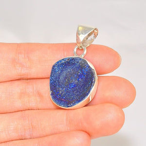 Charles Albert Sterling Silver Blue Druzy Circle Pendant