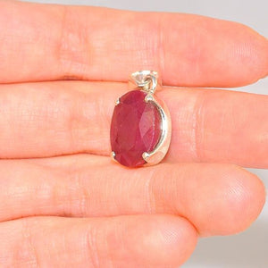 Sterling Silver Delicate Oval Ruby Pendant