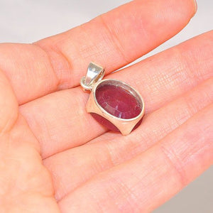 Sterling Silver Delicate Oval Ruby Pendant