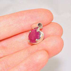 Sterling Silver Delicate Ruby Oval Pendant