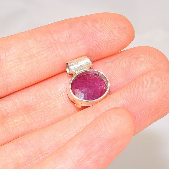 Sterling Silver Delicate Ruby Oval Pendant